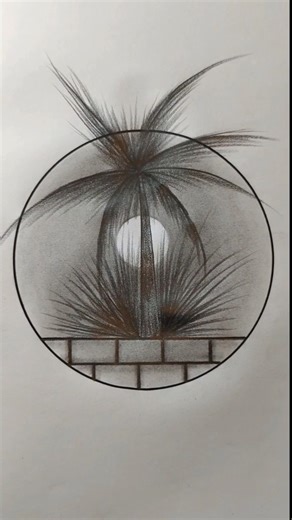 Glowing Moon Palm Tree Drawing ✏️ | Easy Circle Shading Art