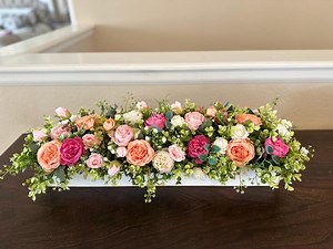 Farmhouse Planter Box Centerpiece With Greenery, Rustic Table Centerpiece, Floral Arrangements With Greenery, Mantle Decor - Etsy