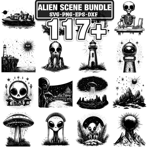 Alien Scene Svg Bundle | 117  Svg Png Eps Dxf Clipart | Instant Digital Download - Etsy