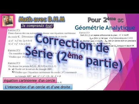 géométrie analytique pour 2ème sc (correction de série- 2ème partie) équation d'un cercle