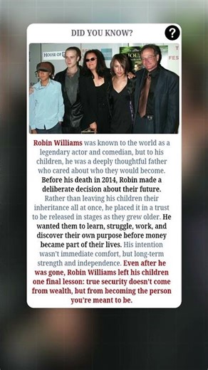 Robin Williams’ Final Lesson to His Children