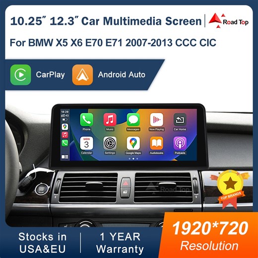 10.25/12.3'' Linux Touch Screen for BMW X5 X6 E70 E71 2007-2013 CCC CIC System 1920*720 Car Video Player Navigation Bluetooth USB Wireless CarPlay Android Auto Multimedia Display | Shopee Singapore