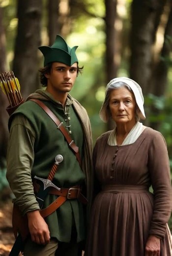 Robin hood kissing old maid marian