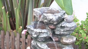 Outdoor Indoor Bird Water Fountain 5-Tier Cascading Rock Waterfall with LED Lights Freestanding Resin Water Feature for Patio, Deck, Porch, Backyard or Home Decor