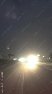 Night rear view vertical time lapse video on the 210 freeway near Los Angeles and Pasadena, California.