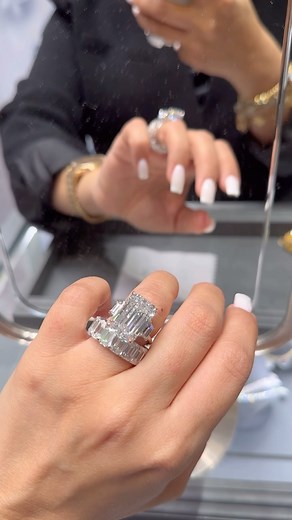 CHAMPAGNE GEM by BEBE BAKHSHI on Instagram: "KWIAT TIARA DIAMONDS® @kwiatdiamonds are a set of seven exclusive shapes that carry the strictest standards in diamond cutting. Each KWIAT Tiara Diamond® always look bigger and brighter than typical diamond of the same shape and carat weight. Shown here is the KWIAT Emerald Cut that is synonymous with hall of mirrors, with refined cut corners, an ideal length to width ratio, and excellent polish and excellent symmetry which creates pure brightness and