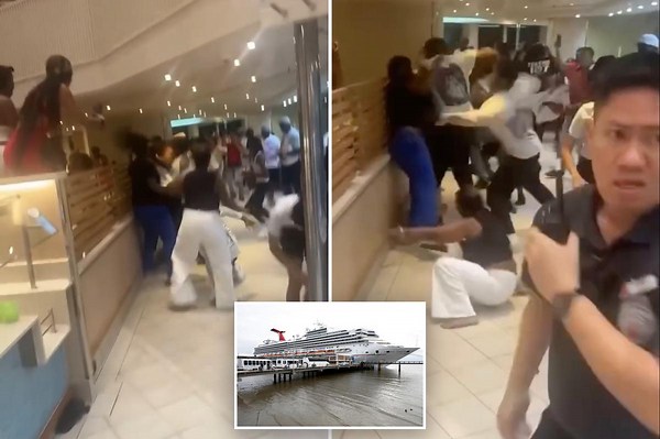 Disturbing video captures moment wild Carnival Cruise ship brawl breaks out ‘over chicken tenders’