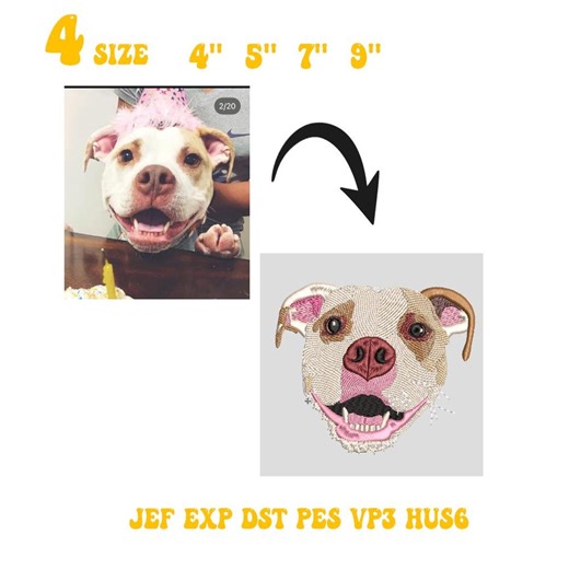 Custom Dog Embroidery Design Files, Custom Pet Portrait Embroidery Design, Embroidery Portraits, Pet Memorial Gift, Personalized Pets - Etsy