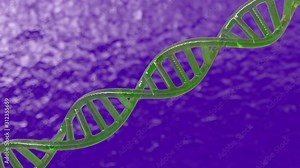 3D structural model of a DNA double helix. Isolated looped rotation of a DNA molecule with copy/empty space around for your text or description.
