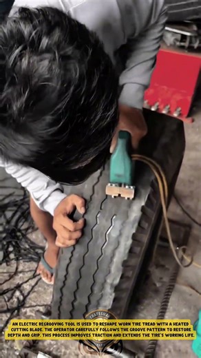Reshaping Tire Tread using Electric Regrooving Tool to Improve Grip Performance