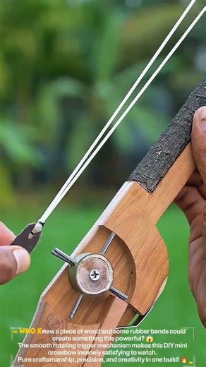 Primitive Wooden Rubber Band Crossbow Build – Satisfying DIY Mini Launcher! 🏹