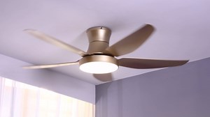 52" Gold Ceiling Fans with Lights, Champagne Ceiling Fan with 5 ABS Brushed Fan Blades and LED Kit, Brass Modern Flush Mount Low Profile Fan with Remote for Bedroom, Living Room, Kitchen