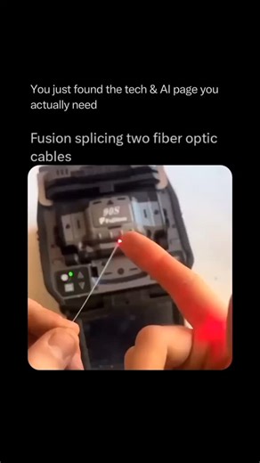 TechDiscovery | AI & Innovations on Instagram: "👉 Follow @tech.discoveryai — your daily dose of mind-blowing engineering and innovation. Fusion splicing two fiber optic cables is precision at the speed of light. After carefully stripping, cleaning, and cleaving the fibers, they are perfectly aligned under a microscope. A controlled electric arc then fuses the glass ends together, creating a seamless joint with minimal signal loss. The result is a near-perfect connection that allows data to trav