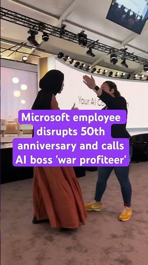 Microsoft employee disrupts 50th anniversary and calls AI boss 'war profiteer'