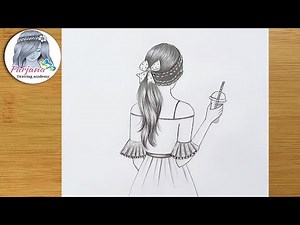A Beautiful Girl with summer drink and Stylish Hairstyle - Easy way & step by step || Pencil sketch