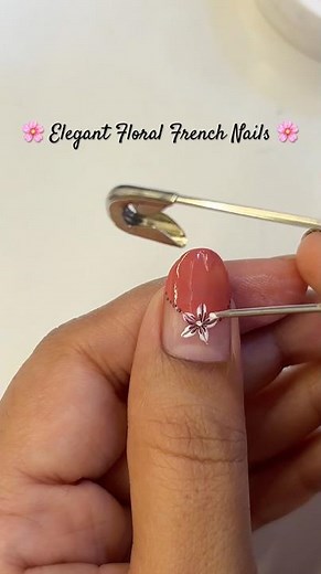 Easy Floral French Nail Art Design | Coral French Tips Nail Art | Simple |Beginner Friendly Nail Art