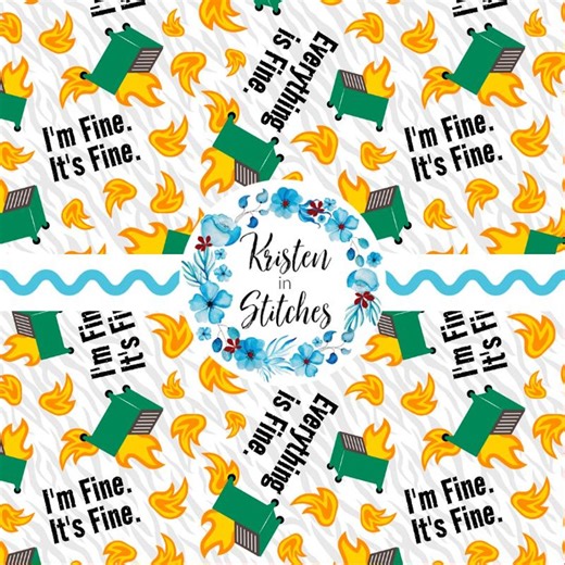 Dumpster Fire Seamless Pattern, PNG Digital File, DIY Printable Paper, Funny Moody Humor, Sarcastic, Mental Health, Everything is Fine - Etsy