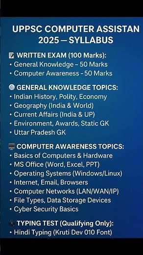 UPPSC computer assistant syllabus 2025 #uppsc2025 #uppscsyllabus #computerassistant #sarkariresult #