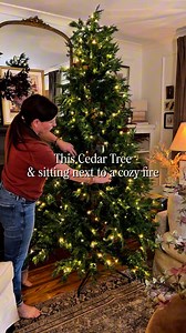 Just dropped! This stunning cedar Christmas tree! I love the full look, pinecone accents, and twinkle lights! Easy to assemble too! It is the first tree in the link! Press SHOP NOW to grab yours! #walmartpartner | The Bliss House Co.