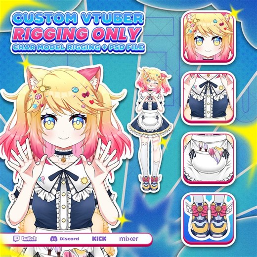 Custom Vtuber Rigging Only – Live2d Rig for PSD Model | Vtuber Avatar Setup - Etsy