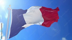 France animated flag in the wind with blue sky in the background, green screen background and the flag on the full background, all in one animated flag pack.