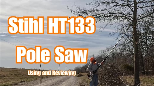 Today I will be using and reviewing the Stihl HT 133 Pole Saw. As I continue to clean these fence rows there are trees that the land owner does not want removed but are over the road way. I will be using the pole saw to trim those and I use it to cut a tree that has fallen on my car port. Then I talk about the pole saw | Boys In The Woods