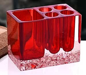 Resin Toothbrush Toothpaste Holder Stand for Bathroom Decoration- Red