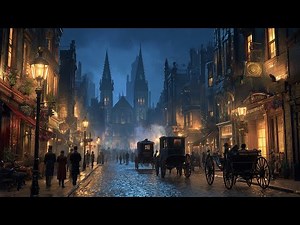Victorian London at Night 🌙 | Bustling Gaslit Streets & Carriage Sounds