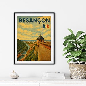 Affiche de voyage imprimable Besançon France - art mural ville français vintage téléchargement numérique, impression d'art numérique, téléchargement immédiat - Etsy France
