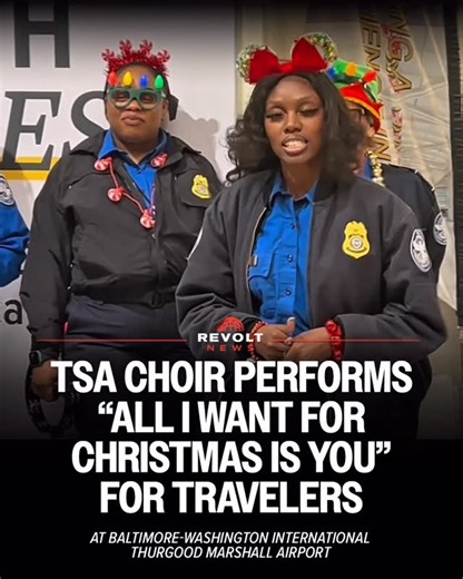 REVOLT News on Instagram: "Holiday travel came with an unexpected soundtrack at Baltimore-Washington International Thurgood Marshall Airport, where the TSA Choir surprised travelers with a live performance of Mariah Carey’s “All I Want For Christmas Is You.” It’s a positive reminder that holiday spirit can show up anywhere—even at the airport. Source: Good Morning America Video: BWI Marshall Airport"