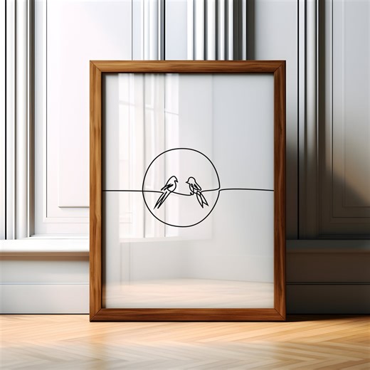 One Line Bird Poster, Abstract Flight Decor, Scandinavian Black White Artwork - Etsy