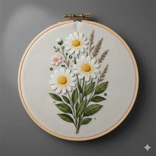 Daisy Flowers Embroidery Pattern, Flowers Hand Embroidery PDF (instant Download) - Etsy
