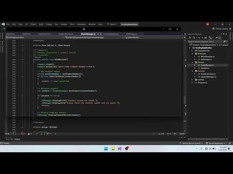 Describing Grading Application In Visual Studio