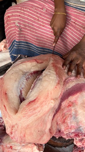 Amazing cow's brisket meat processing