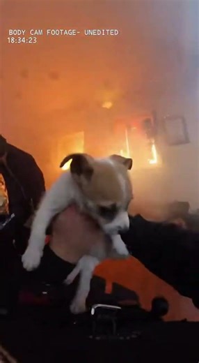 🚨 Incredible Rescue: Officer Saves Puppy from a Burning House! 🚨 #bodycam #heroic #police #dog