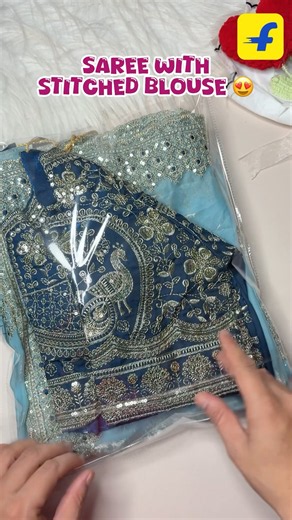 Flipkart Saree With Stitched Blouse 😍 | Flipkart Saree Haul #flipkartfinds
