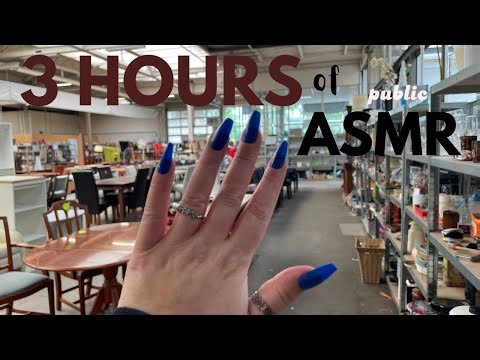 3 hours of public ASMR in a XXL thrift store 🧸📚 no talking & no mid-roll ads
