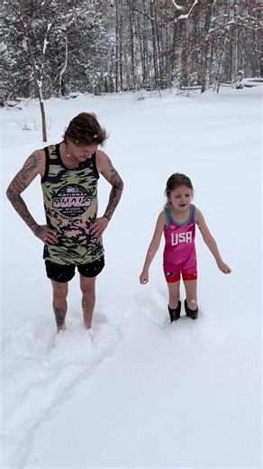 Singlet Snow Angel Challenge for @mountairywrestling Club ❄️🤼 Noninate your friends to see if they’re up to the challenge!! #snowchallange #snowangel #wrestling #mountairy #fyp