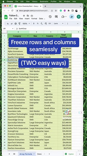 Freeze Rows and Columns in Google Sheets Easily