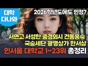 2026학년도 인서울 대학순위 핵심요약🔥 (서연고 서성한 중경외시 건동홍숙 국숭세단 광명상가 한서삼)