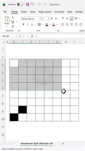 Chessboard Pattern in Excel – Just One Trick #excel #excelforbeginners #excelshortcuts #office