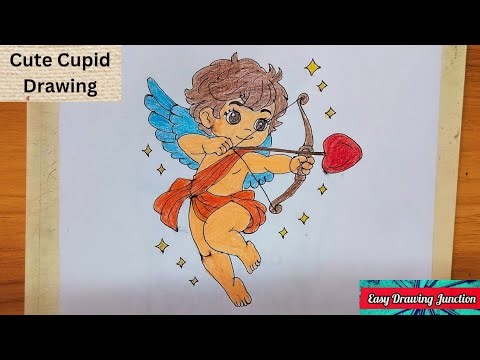Cute Cupid Drawing Step by Step | Easy Love Angel Drawing for Beginners | Valentine Special Art