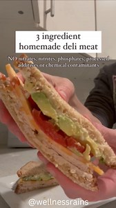HOMEMADE DELI MEAT ✨ full recipe below, but COMMENT “DELI” i’ll send it straight to your inbox 🙌🏻 deli meats contain several ingredients that are bad for your health, including nitrates and nitrites, phosphates, processed additives chemical contaminants you especially want to avoid nitrates, which are preservatives used in deli meats to prevent bacterial growth and preserve color. when digested, they can convert into nitrosamines which are known carcinogens but don’t be fooled by meat labeled 