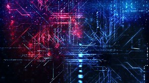 Digital Circuit Network Loop. Endless Flight through a huge digital network of data and circuitry. Perfect to illustrate data, information, computing, big data, statistics, processing, the cloud
