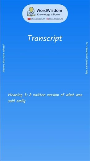What does "Transcript" mean? | English vocabulary shorts | #transcript #wordwisdom