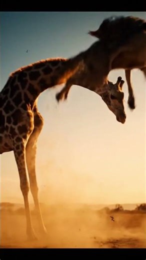 Giraffe vs Wolf Pack — One Kick Sends Them Flying!