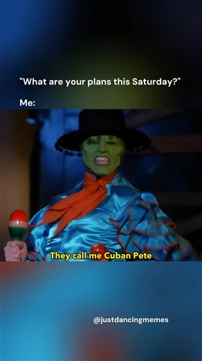 Your favorite meme creator! 😎 on Instagram: "Saturday plans: one more dance, one more smile 🤗 Laugh, dance and scroll! 💃🕺 Follow @justdancingmemes for the best dance memes that hit every beat – because life's better with rythm and humor! 😀 🎵 Jim Carrey - Cuban Pete 🎬 The Mask (1994) . . . . #justdancingmemes #justbachatamemes #bachata #dance #dancing"