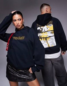 ASOS DESIGN unisex Relaxed boxy hoodie with Pokemon prints in black | ASOS