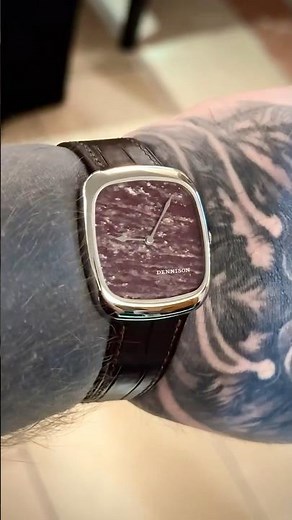 Red, rare and natural hardstone dial - Dennison ALD Rubellite