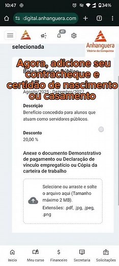 1ª SOLICITAÇÃO: COMO SOLICITAR MEU DESCONTO PELO PORTAL DO ALUNO | ANHANGUERA VCA